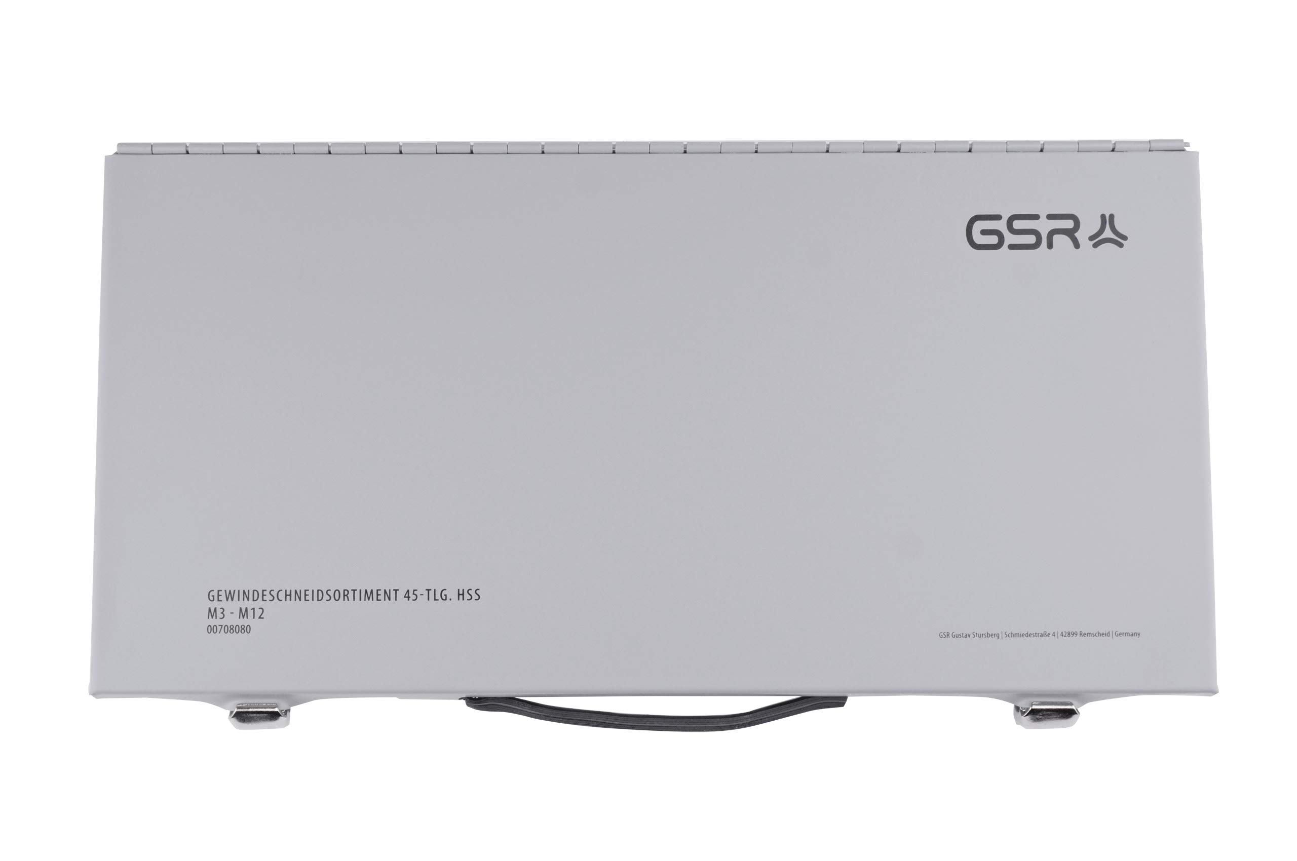 GSR PROFI Gewindeschneidsortiment, 45-teilig, Gewindeschneidsatz metrisch, Geschwindeschneider Set HSS-G, M3-M12, Gewindebohrer & Schneideisen, Kernlochbohrer, Haltewerkzeuge, Mit Stahl-Kassette