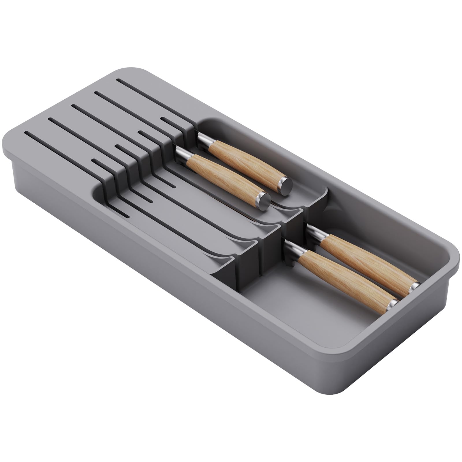 Lifewit Messer Aufbewahrung, Messerblock Schublade fr bis zu 9 Messer,  doppellagiger Messerhalter zur Aufbewahrung in der Kchenschublade,  kompakte, abwaschbare Messer Aufbewahrung, grau : Amazon.de: Kche,  Haushalt & Wohnen