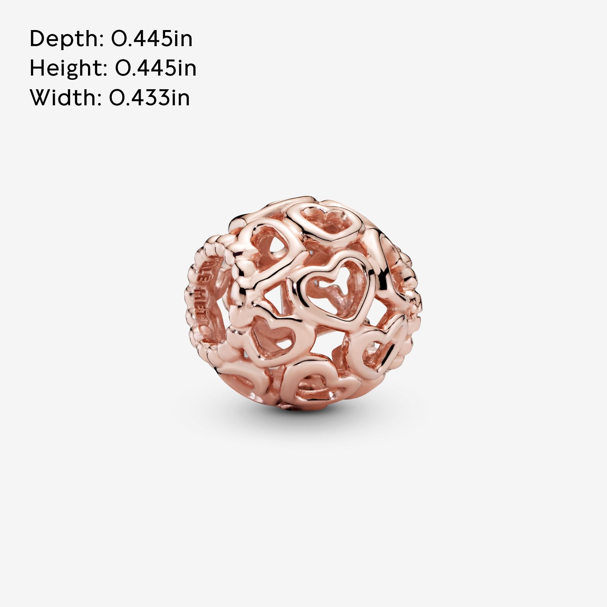 PANDORA Charm All Over Herzen 14 Karat rosévergoldete Metalllegierung Moments Collection