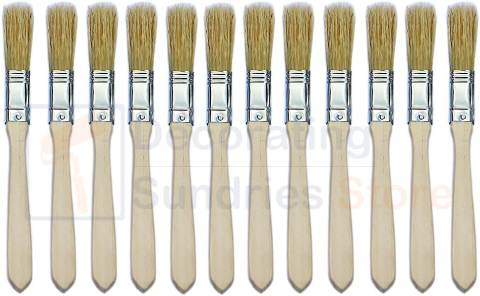 12 x Half Inch Paint Brushes Disposable Economy Brushes 0.5" | 12mm Natural Bristle Laminating Brushes