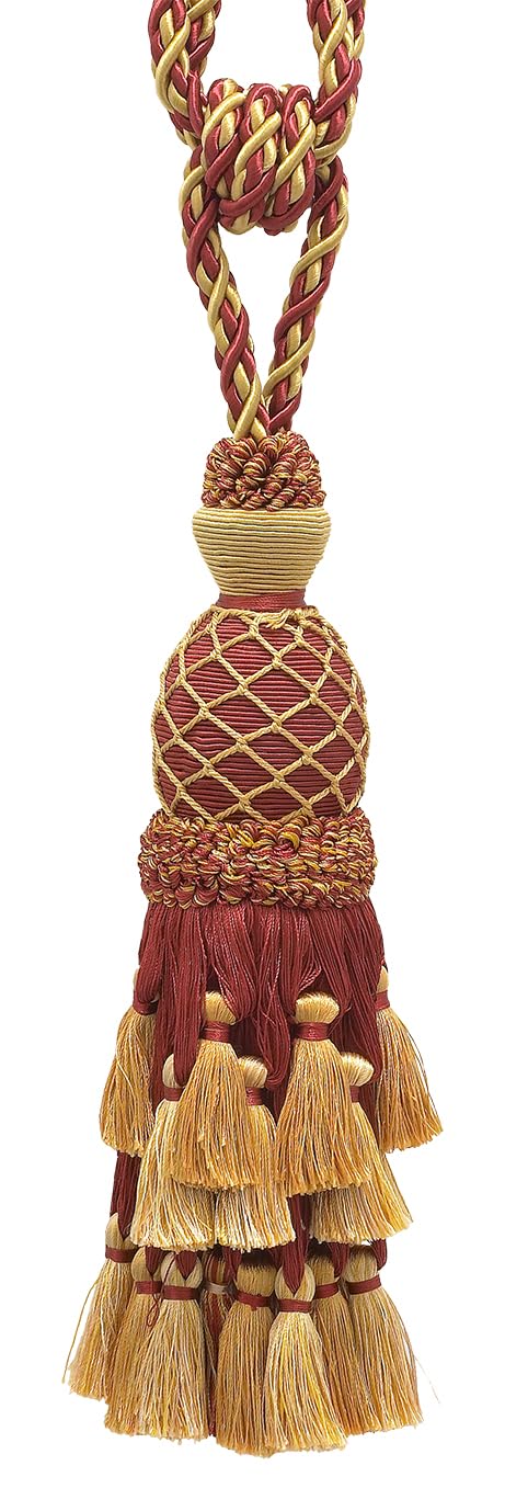 Gardinen-Quastenhalter, 38 Cm Länge, Weinrot & Gold – Für Vorhänge & Draperien