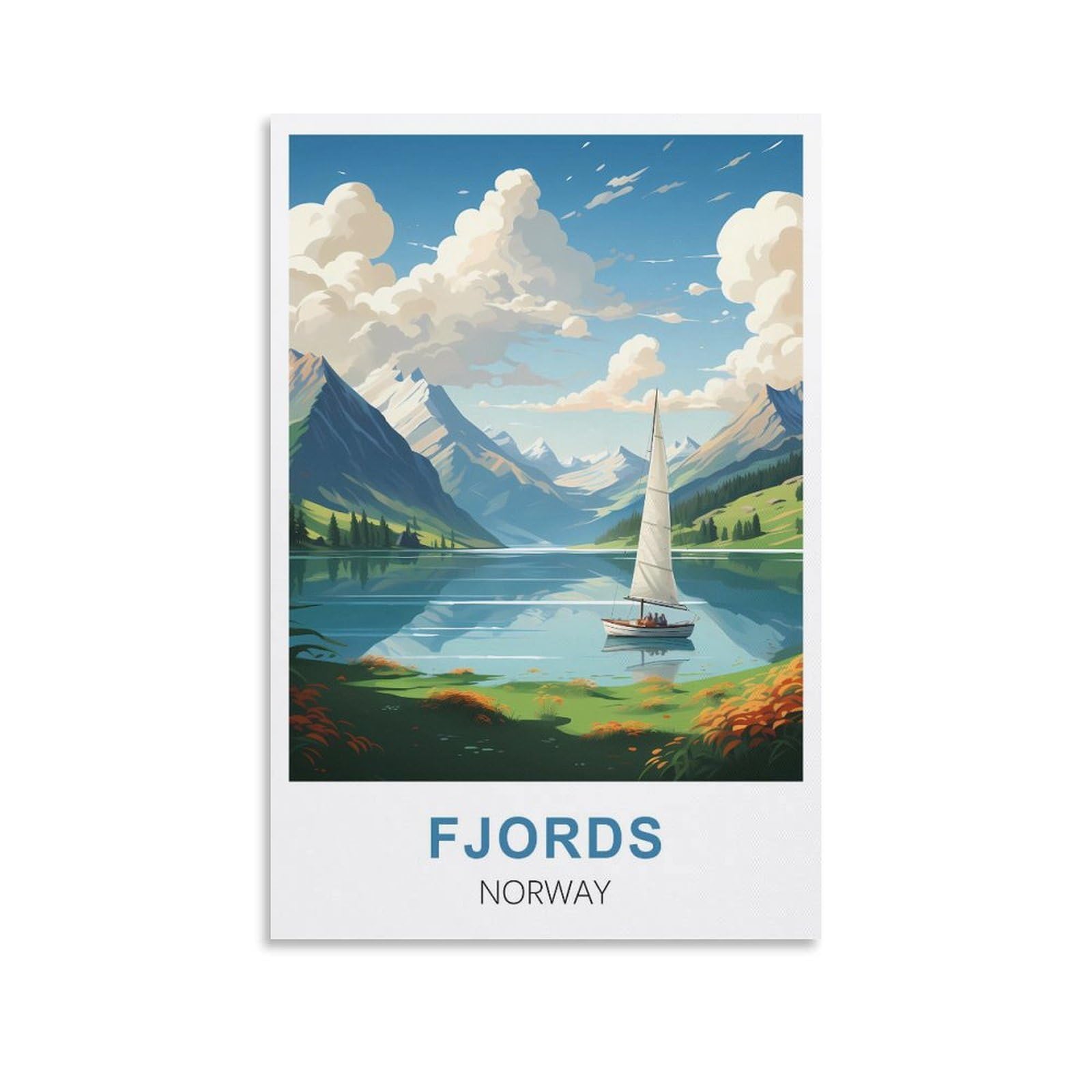 EZMLFA DIY Oil Painting Paint by Number Kit Fjords Norway Acrylic Watercolor Paint by Number for Kids Gift Decor 50x60cm