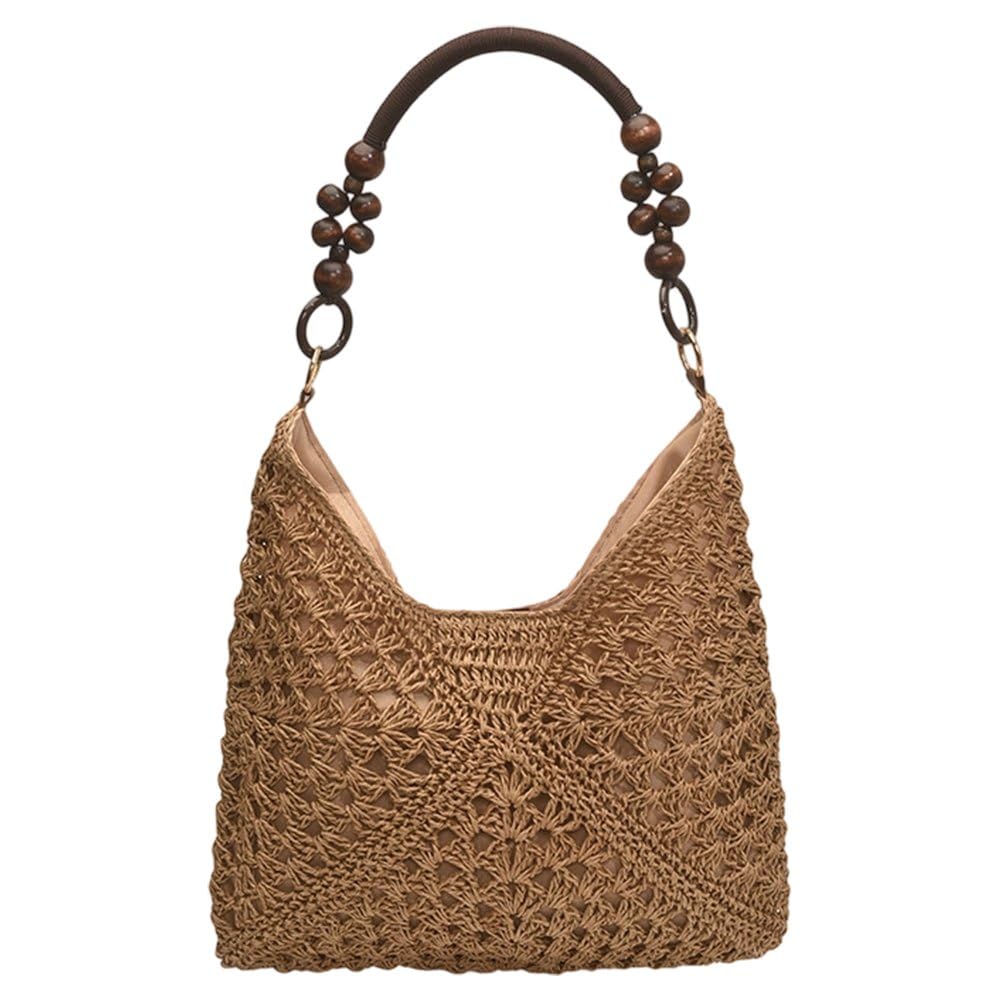Fituenly Straw Hobo Bag for Women, Large Capacity Woven Beach Tote, Summer Vintage Shoulder Bag for Travel Vacation Outdoor Shopping