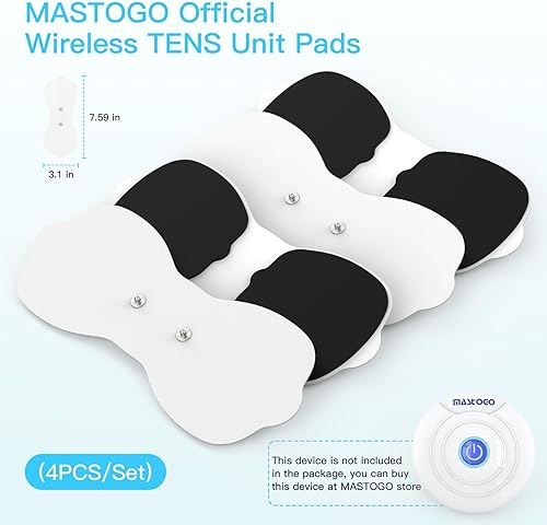 Miniatura 4 de MASTOGO Tens Unit - Almohadillas de electrodo inalámbricas, almohadillas de electrodo de repuesto con conectores estándar de 0.138 pulgadas (4