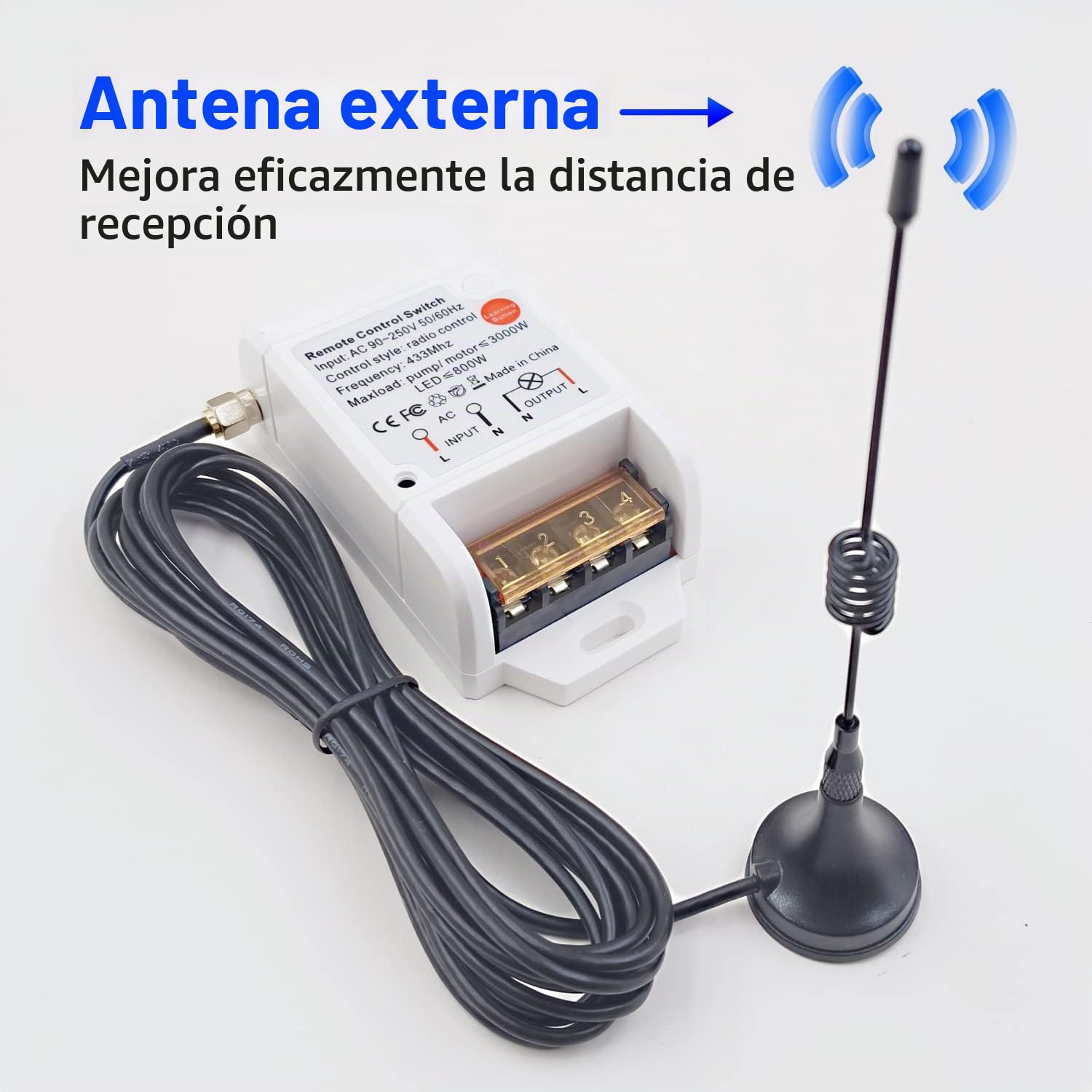 DieseRC Interruptor del Mando a distancia de Bomba Motor Inalámbrico Receptor Relé de CA 220V 3000W y 2 Transmisores rango de control de hasta 100-300 metros para Luces Bomba de agua Motor