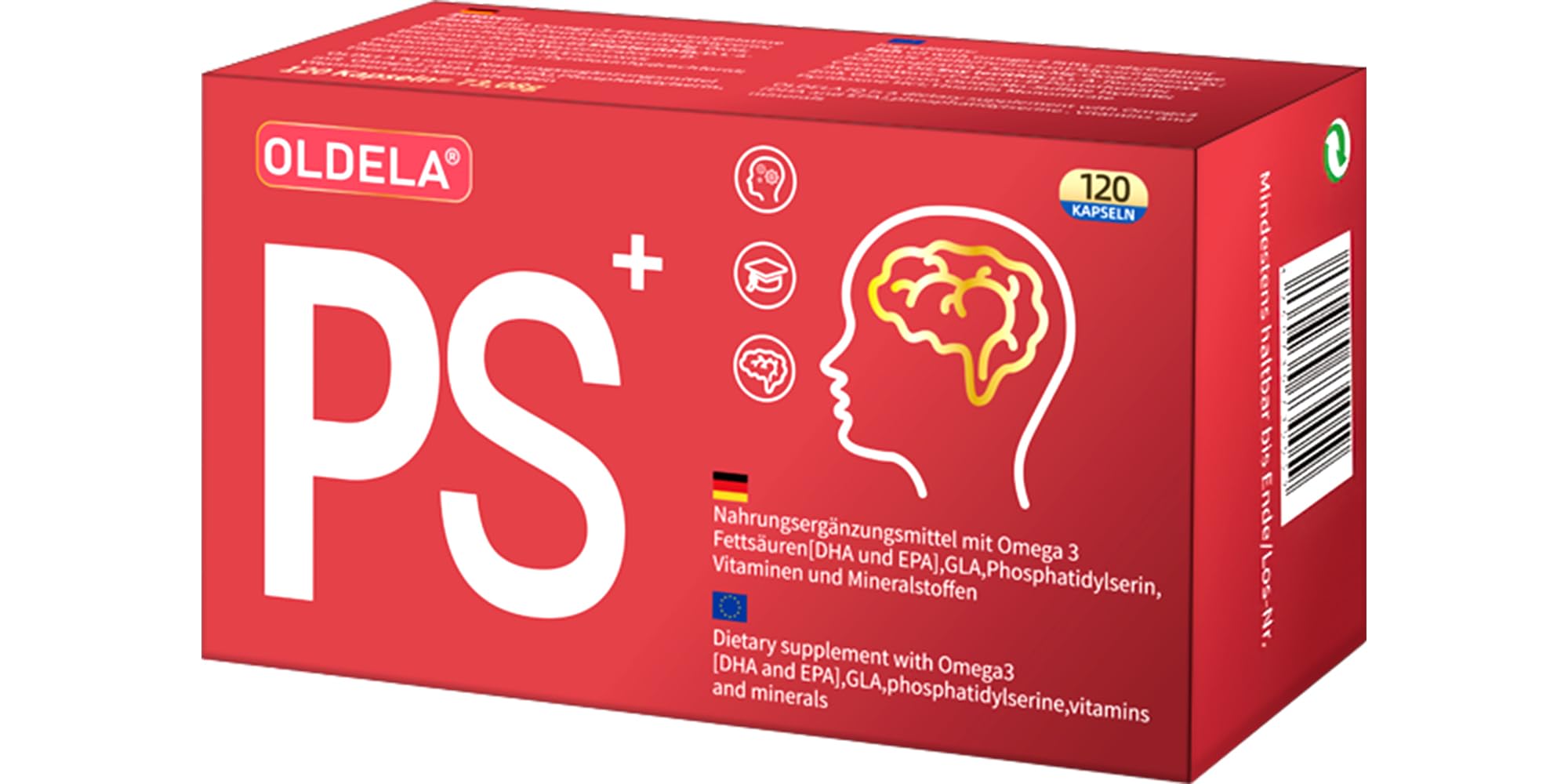 PS|Gedächtnis + Konzentration|FOKUS|DHA|Phosphatidylserin|in Deutschland produziert|phosphatidylserine|omega 3|Vitamin B1 B6 GLA Magnesium Zink&Mangan|120 Kapseln
