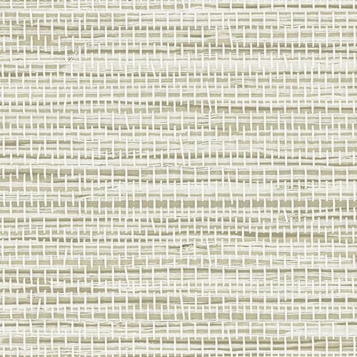 JiffDiff Grasscloth Wallpaper Peel and Stick,17.3'x472' Cream Grassweave Stick on Wallpaper Textured...