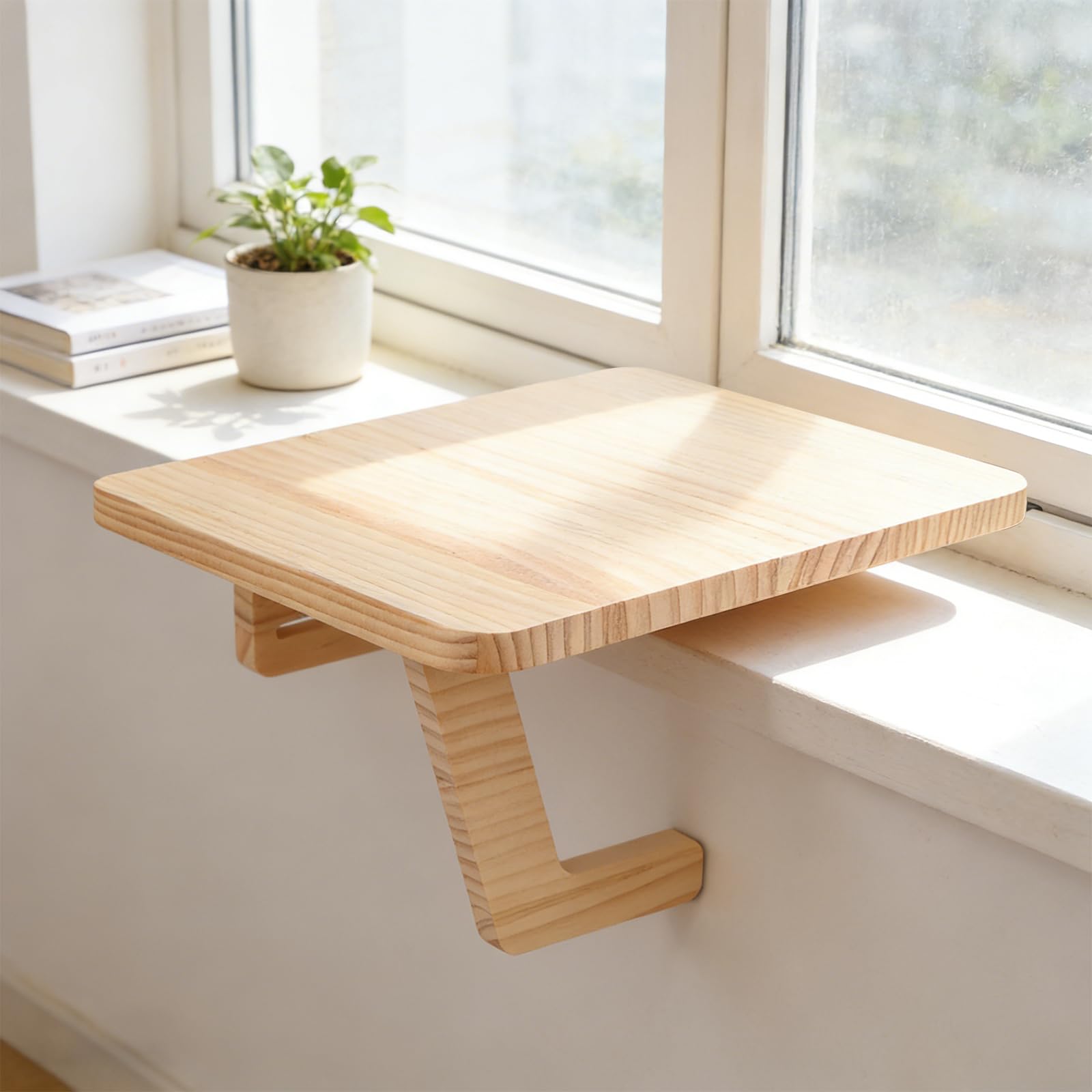 Support pour plantes en bois pour rebord de fenêtre, 30 x 30 cm, étagère flottante, étagère suspendue, étagère, rebord de fenêtre, convient pour les petites plantes en pot ou les objets