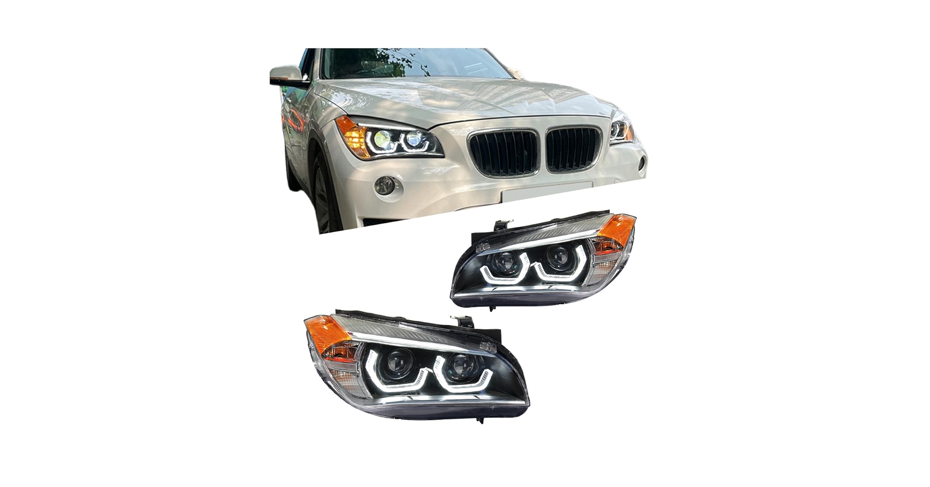 CAR CRAFT Head Lamp For BMW X1 F49 LED Headlight 2010-2015 Headlights E84 DRL Turn Signal High Beam Angel Eye Projector - HELOGEN, Car Headlamp, Headlight For Car, Headlamp For Car, U0915u093eu0930