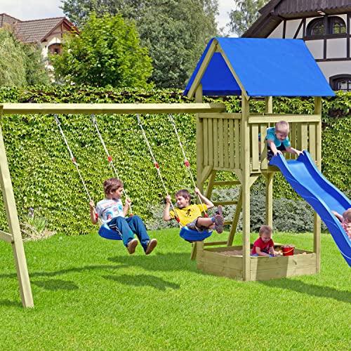 Schaukel Garten Kinderschaukel Schaukelsitz Schaukelbrett Brettschaukel für Kinder zum Schaukeln Outdoor Indoor Höhenverstellbar rutschfest Kunststoff(Blau)