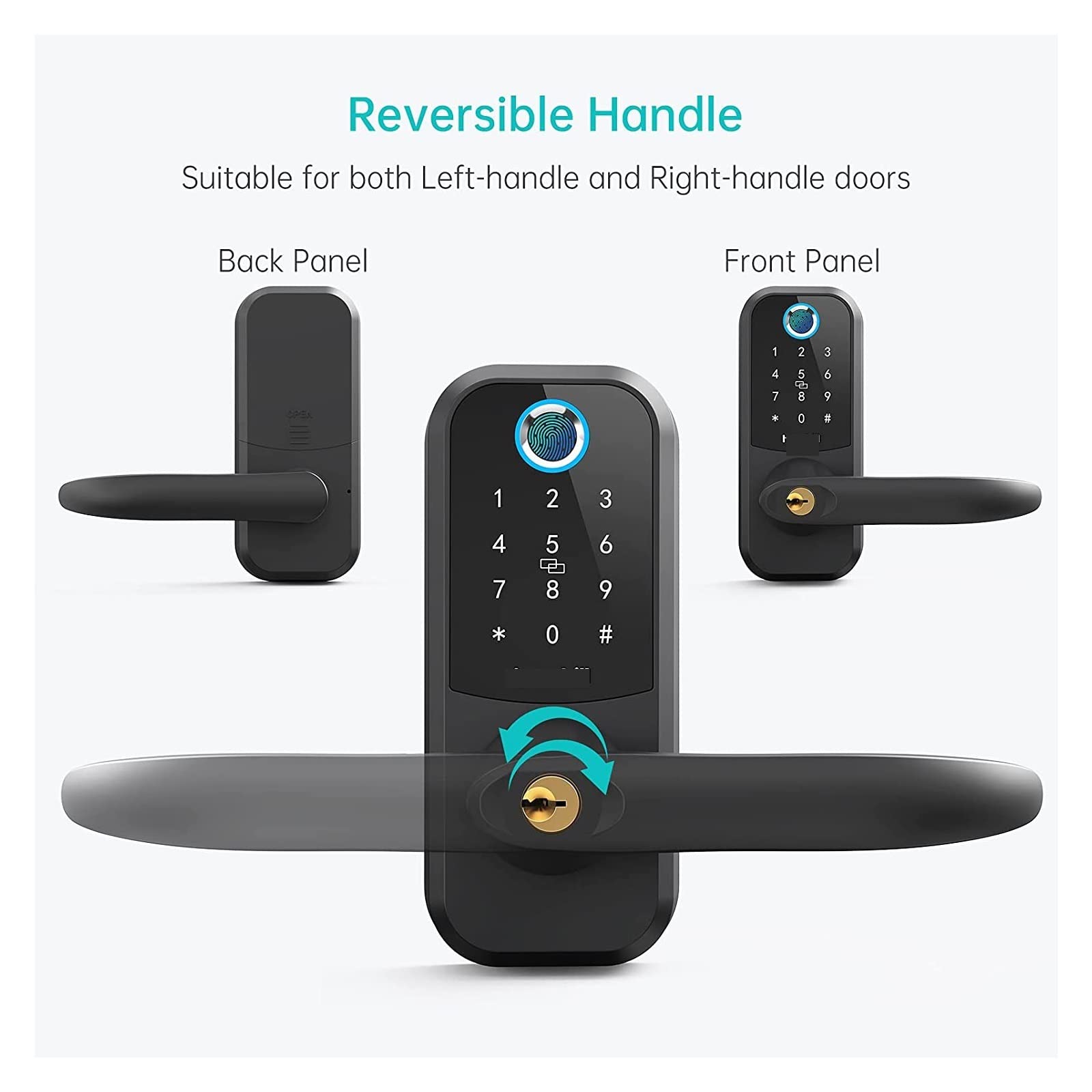 Serratura Smart, Serratura for porta intelligente con impronta digitale elettronica Password Sblocca serrature for tastiera for la maniglia della porta di protezione della sicurezza domestica ,Smart L