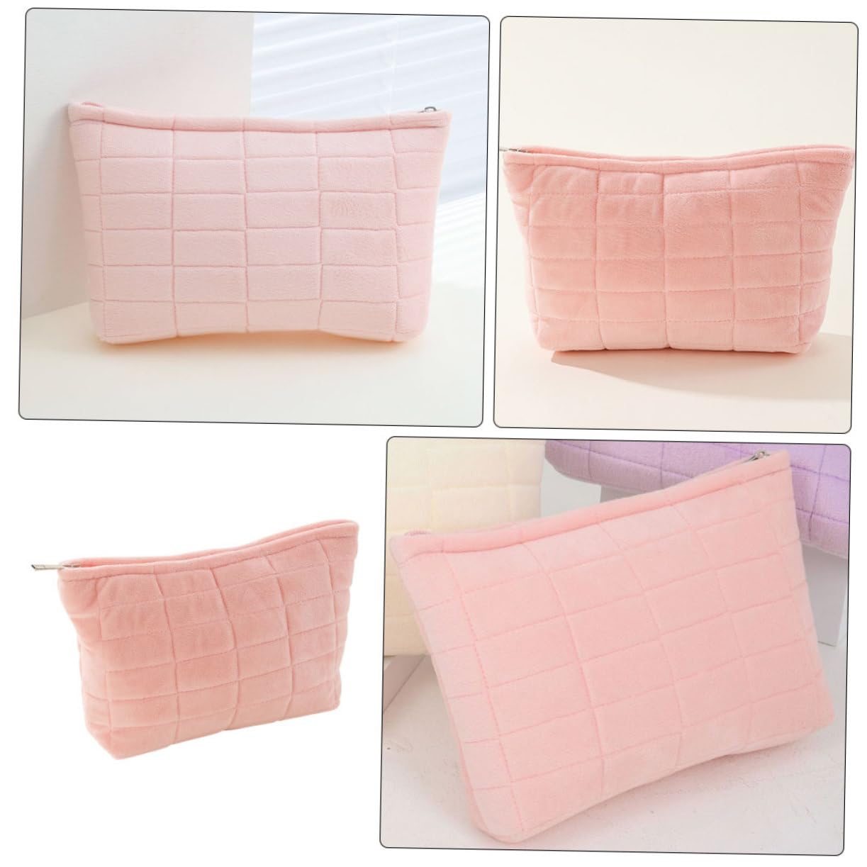 GALPADA 5pezzi Borsa Da Make-up Peluche Portatile Capacità Per Cosmetici e Accessori Organizer Multifunzionale Per Ufficio e Viaggi