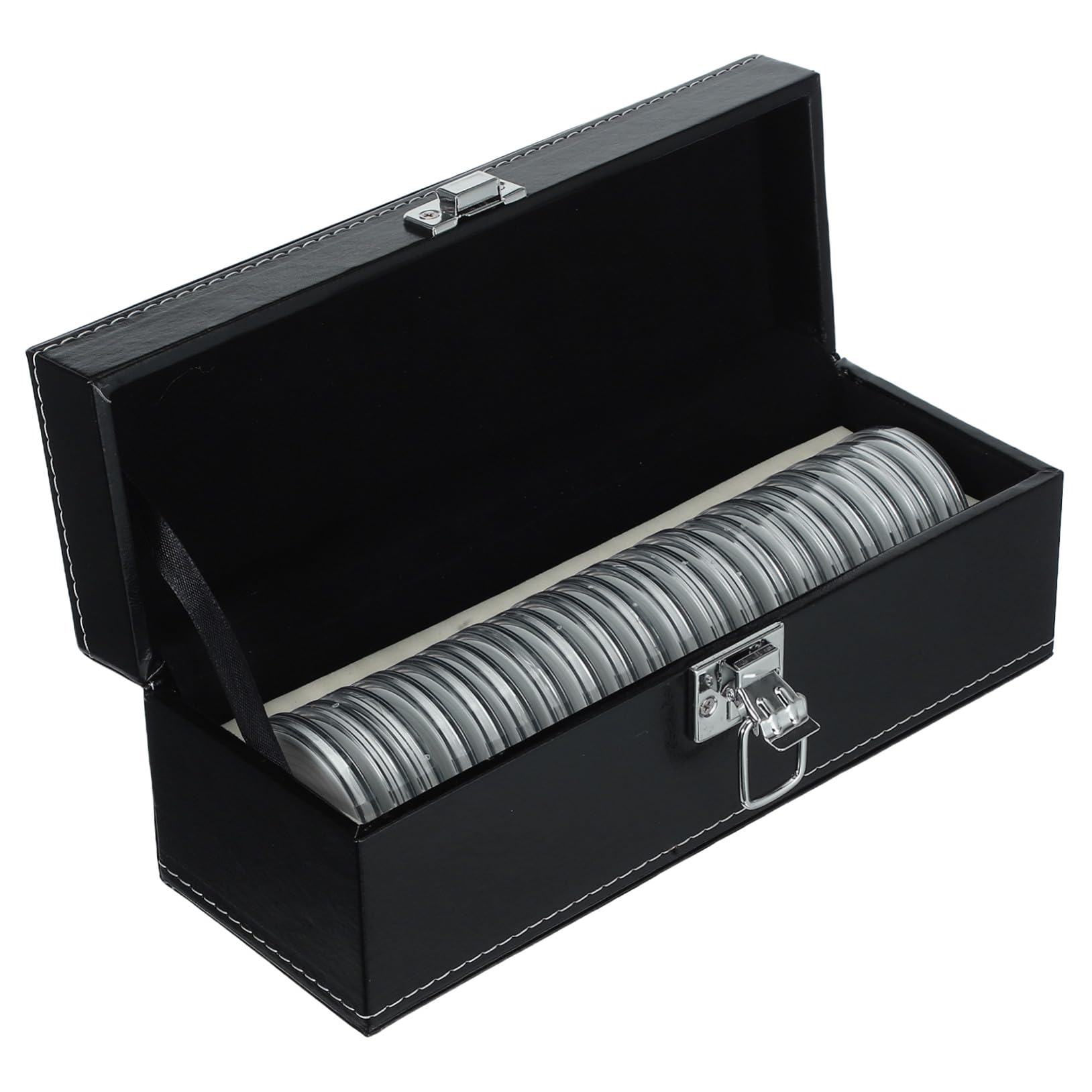 Sewroro Boîte de Rangement pour Pièces de Monnaie 20 Emplacements Noire Compacte, Organisateur Sécurisé Hermétique pour Capsules et Médailles, Conteneur à Espèces Collectionneurs, Usage