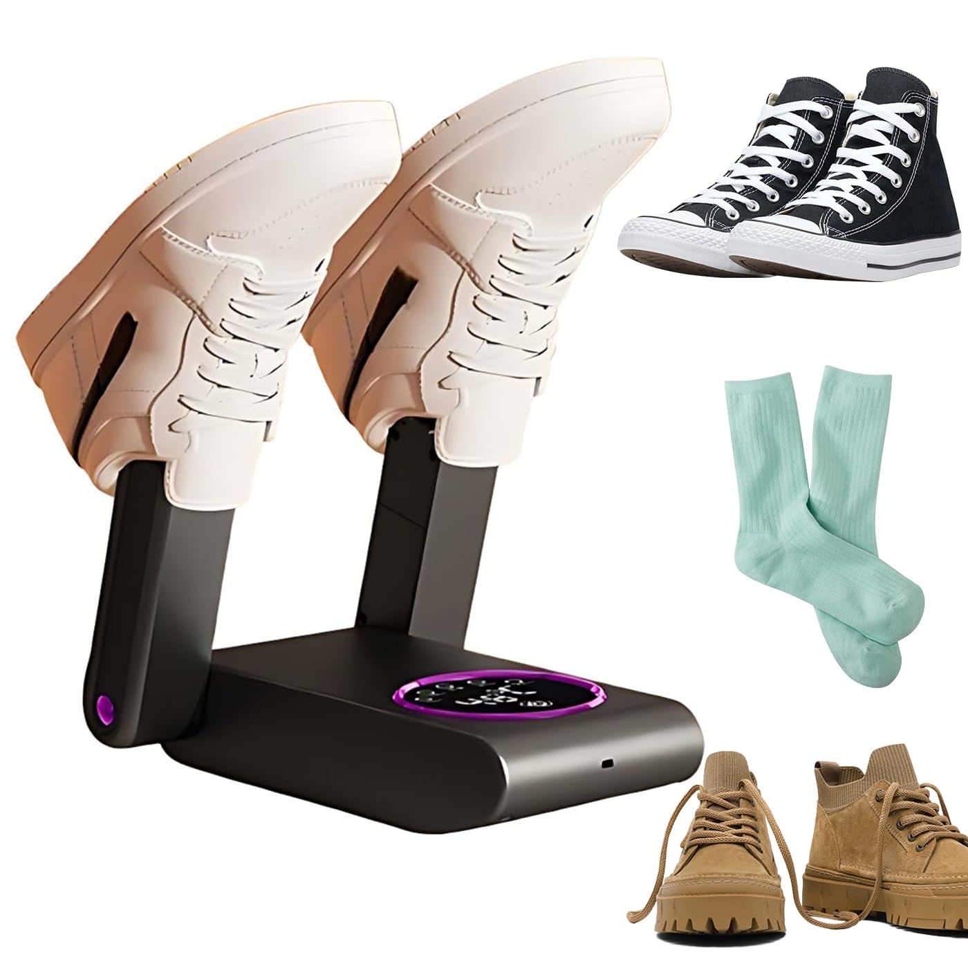Sèche-chaussures Et Sèche-bottes Avec Minuterie Intelligente De 120 Minutes, Circulation D'air À 360° 48 °C, Sèche-gants Pliable 180°