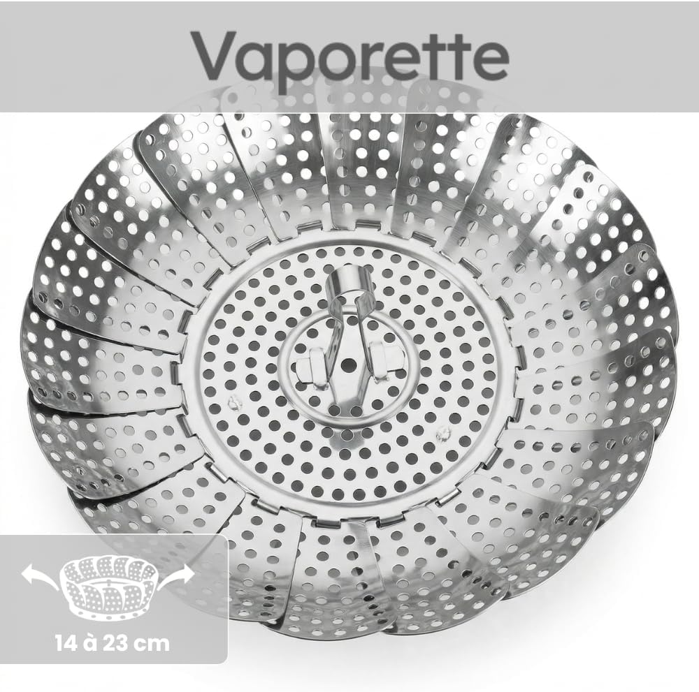 Metaltex 5.5"-9" Stainless Steel "Vaporette" Steamer, Multicolor