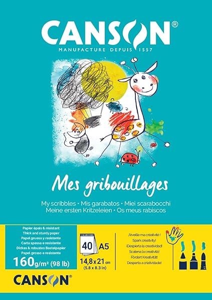 CANSON Mes Premiers Gribouillages - Bloc 40 feuilles A4 160g/m² - 1