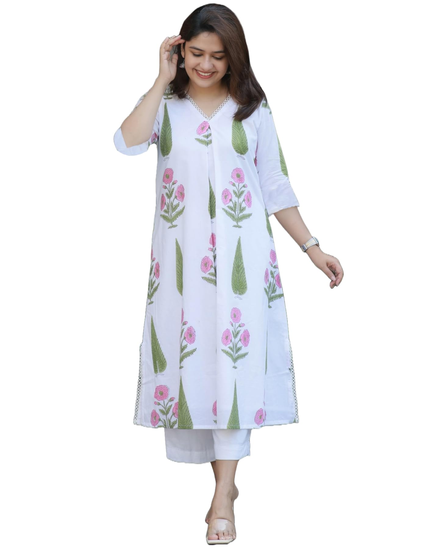 anni designer Women's Cotton Blend Printed Kurta with Pant-picture-22