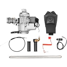 2-Stroke 49CC Pull Start Engine Motor Kit, CVT Gearbox, Air Cooling, 48km/h Max Speed, 0.32gal Fuel Tank, Premium Aluminum, for Mini Dirt Bike Pocket ATV Scooter.