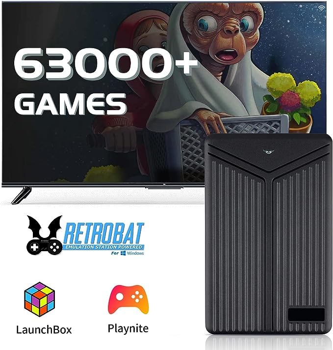 retro game consolewith Built in 63000+ Games, Emulator Console with 75 Emulators, 5TB External Hard Drive with 3 Game System, Game Stick for PC, Portable Game HDD Compatible with PS4/PS5/XBOX