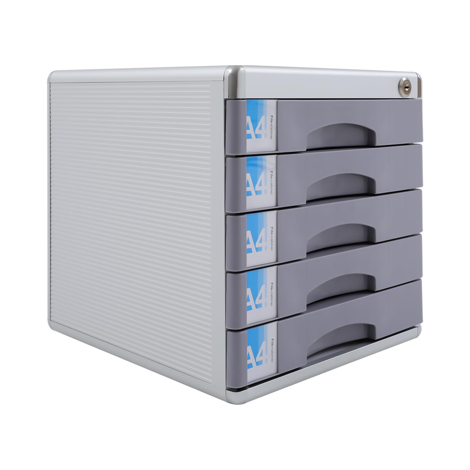 Metall Schubladenbox Abschließbar 5 Fächer A4 Schubladenboxen Aluminiumlegierung Dokumenten Aufbewahrung Ablagebox für Häuser, Büros