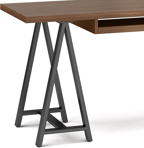 Miniatura 86 de SIMPLIHOME Sawhorse - Mesita de noche de madera maciza de 24 pulgadas de ancho, moderna, industrial, color gris envejecido, para sala de estar y