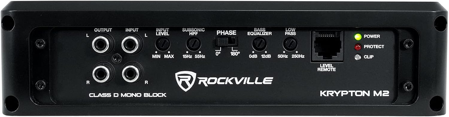Rockville KRYPTON-M2 3000w Peak/750w RMS Mono 1 Ohm Car Amplifier Amp+Remote : Electronics