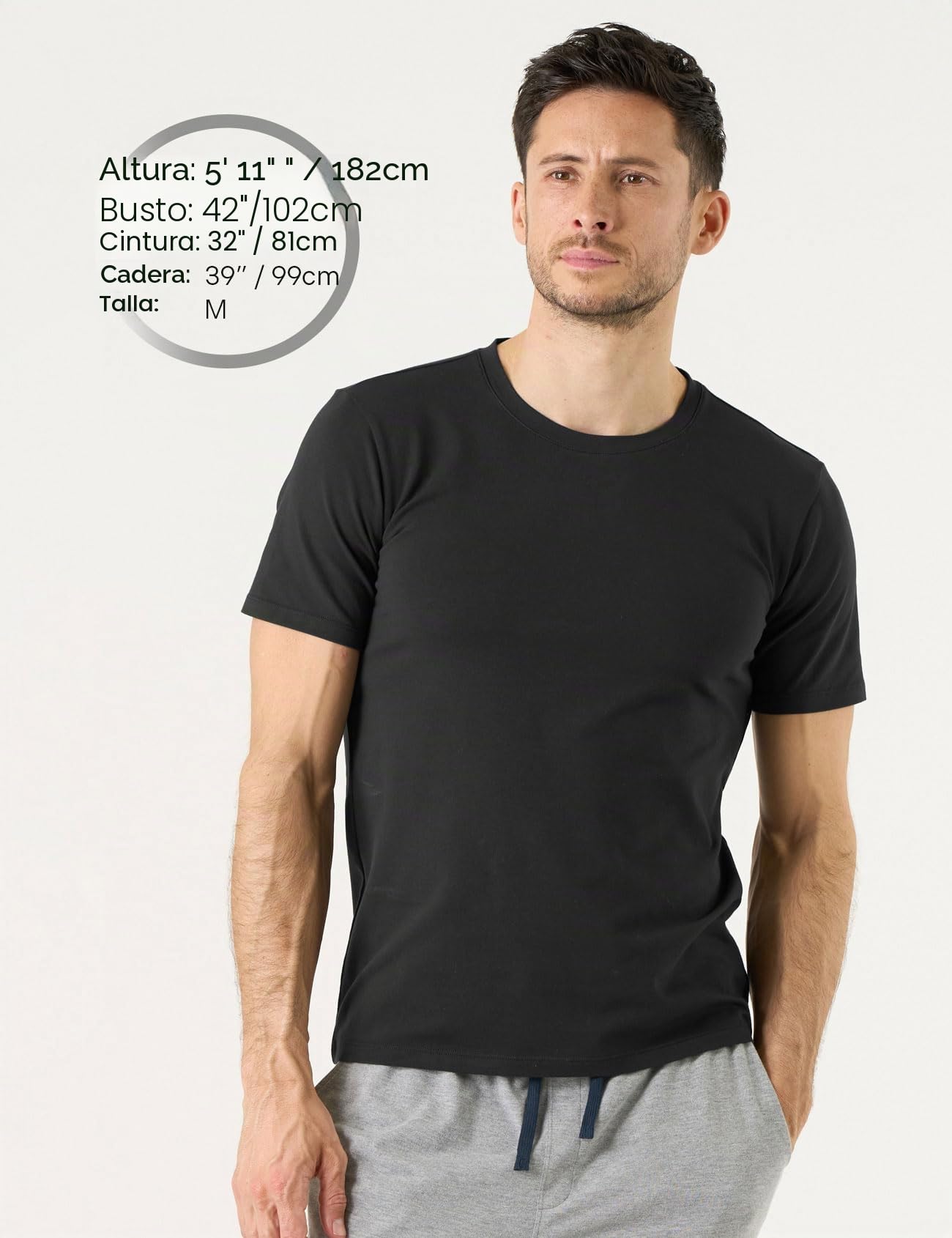 LAPASA Camisetas Hombre Algodón Pack 3 Manga Corta Cuello Redondo/V M05/M06