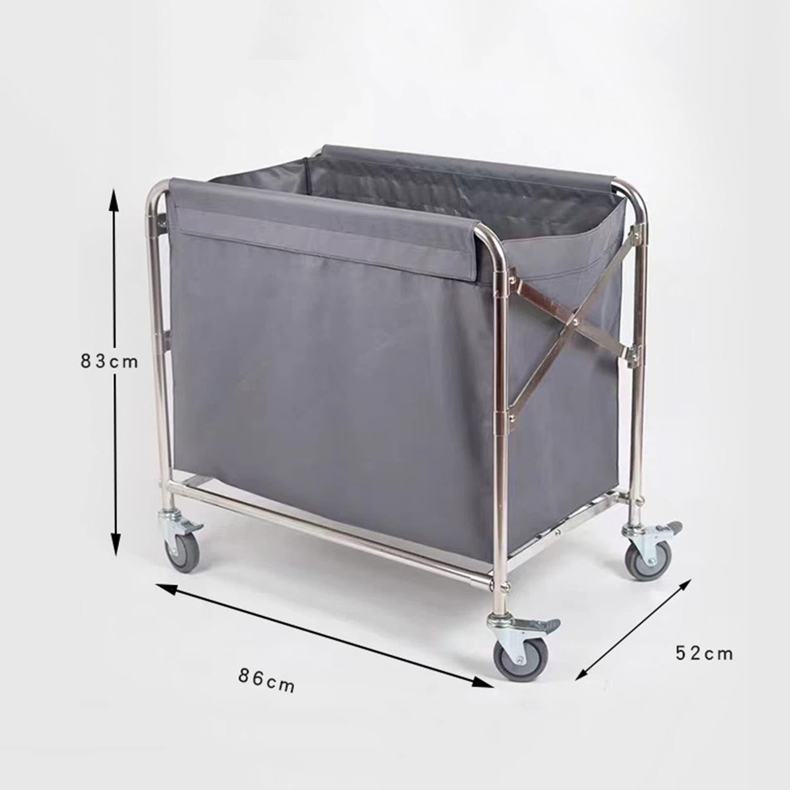 Carrello Rettangolare per Hotel, Pieghevole A Forma di X, in Acciaio Inossidabile, per Biancheria Spessa, Carrello Manuale per La Pulizia delle Camere D'Albergo, Grigio, Marrone