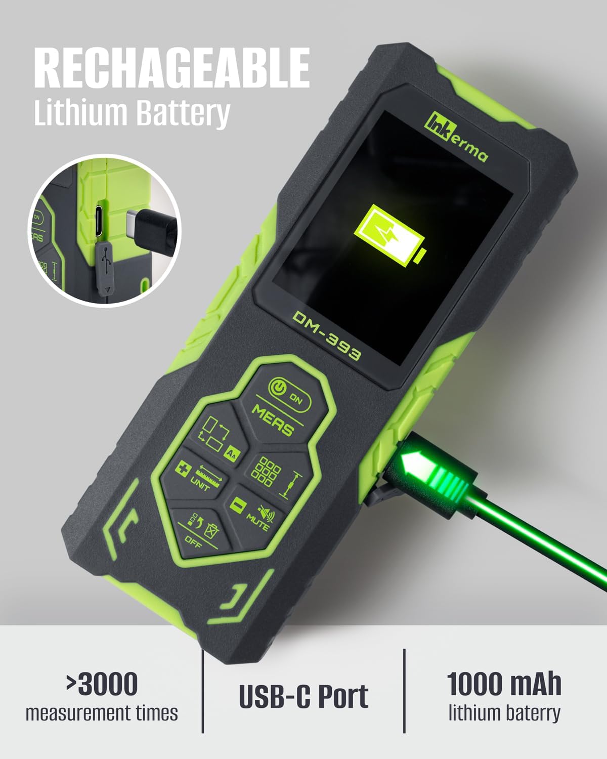 Inkerma DM-393 charging via USB-C