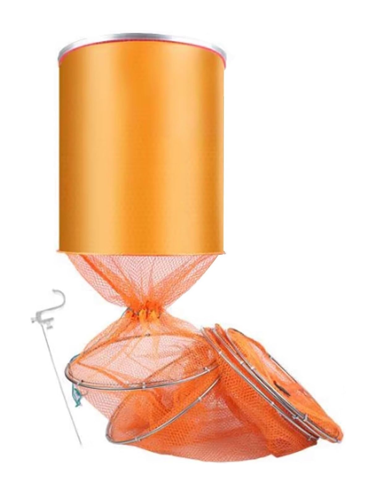 Fangnetz, Zusammenklappbare Angelfalle, orange, mehrere Größen, schnell trocknende Nylon-Netztasche, Krabben, Muscheln, Meeresfrüchte