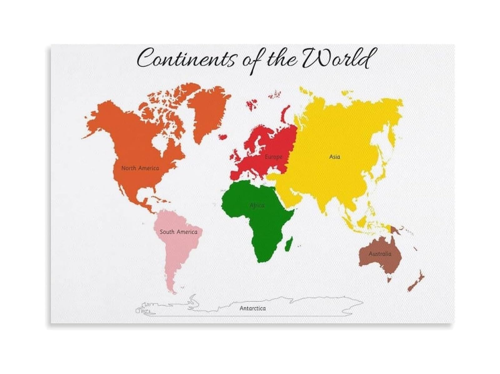IDGTTLDF Continents of the World Poster Montessori Classroom Materials Educational Geography Chart for Homeschool Preschool Classroom Framed,12X18inch(30X45cm)