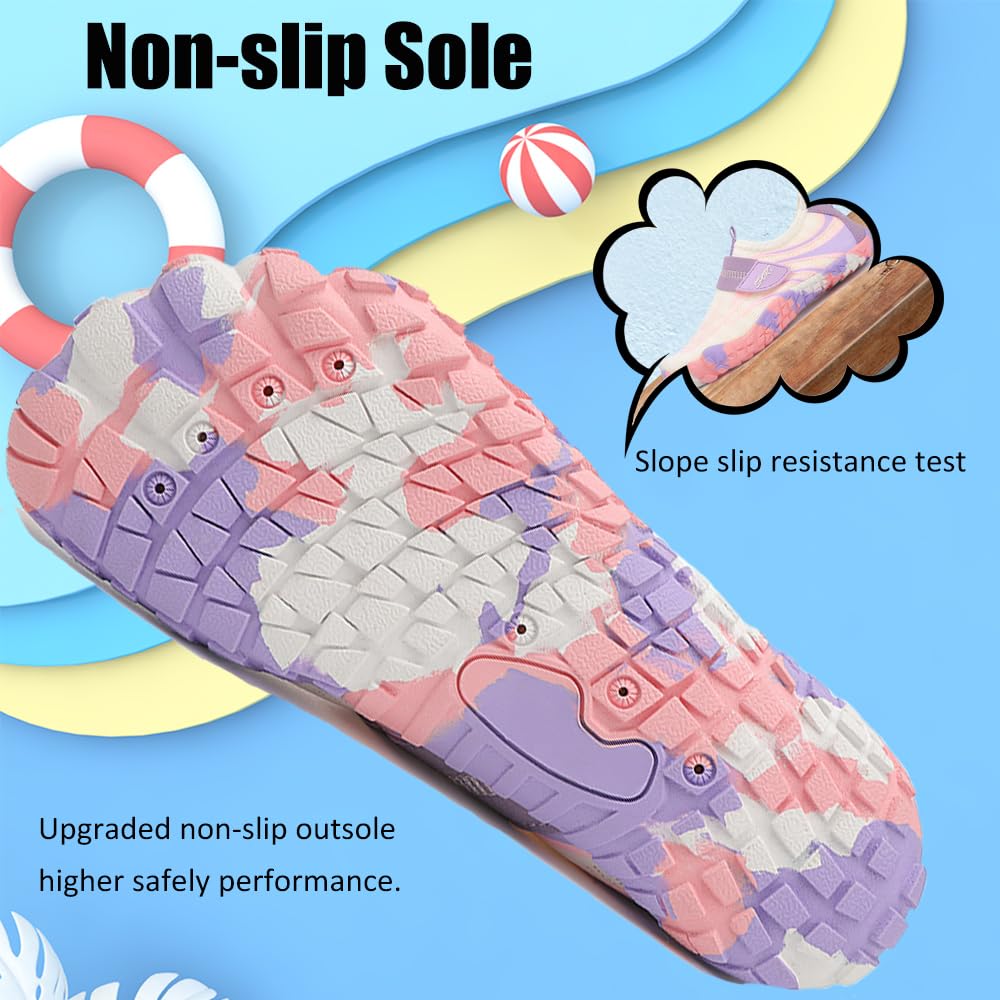 Bambini Scarpe da Spiaggia Ragazze Ragazzi Scarpe da Acqua Scarpette da Surf da Scoglio Water Shoes per Piscina Nuoto Sport Acquatici Sandali 1Rosa 35 EU