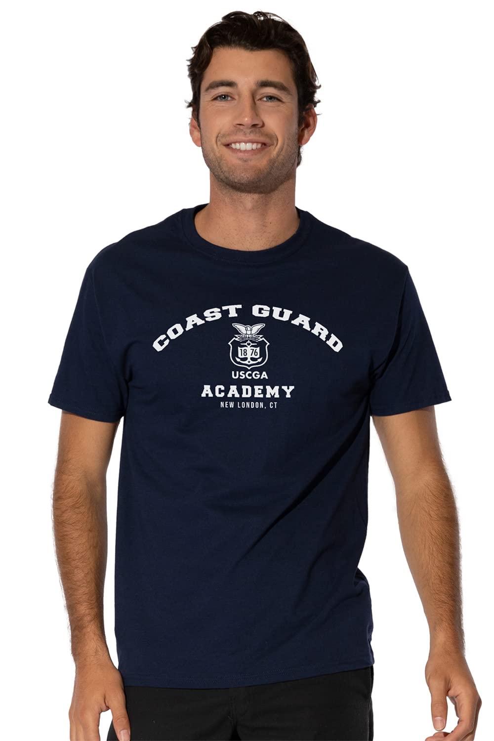 Coast Guard Academy Official Circle Logo Short Sleeve Mens Cotton T-Shirt,Navy, Small