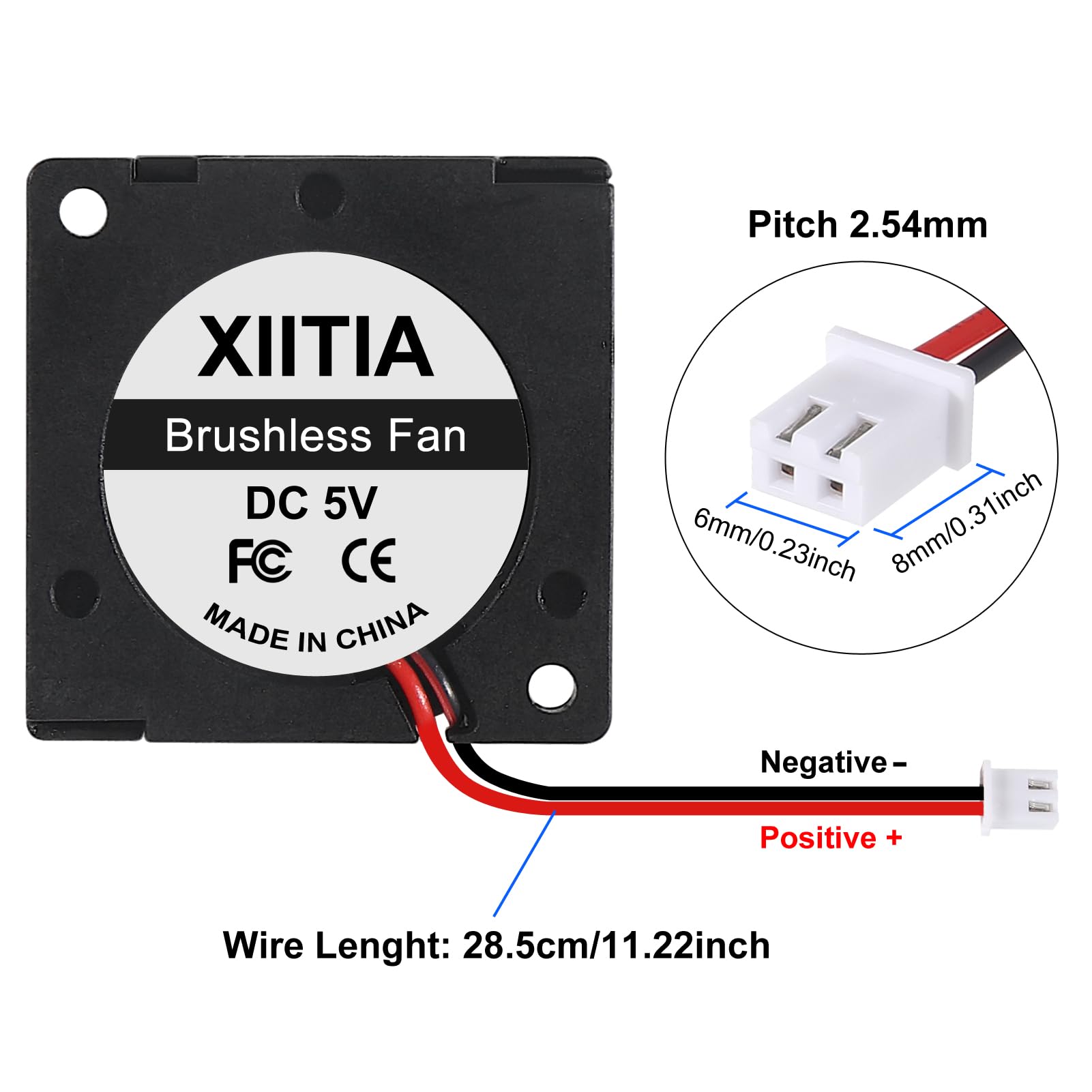 Zestaw 6 bezszczotkowych wentylatorów chłodzących 3010, 5 V, 30 x 30 x 10 mm DC z 2-pinowym zaciskiem do drukarki 3D