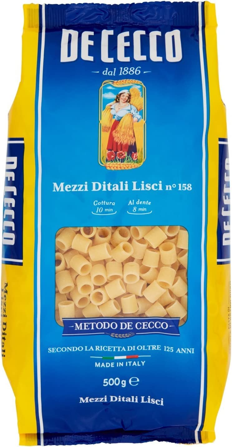 20 Pasta De Cecco 100% Italiano Mezzi Ditali Lisci n° 158 Fideos 500 g Pasta corta