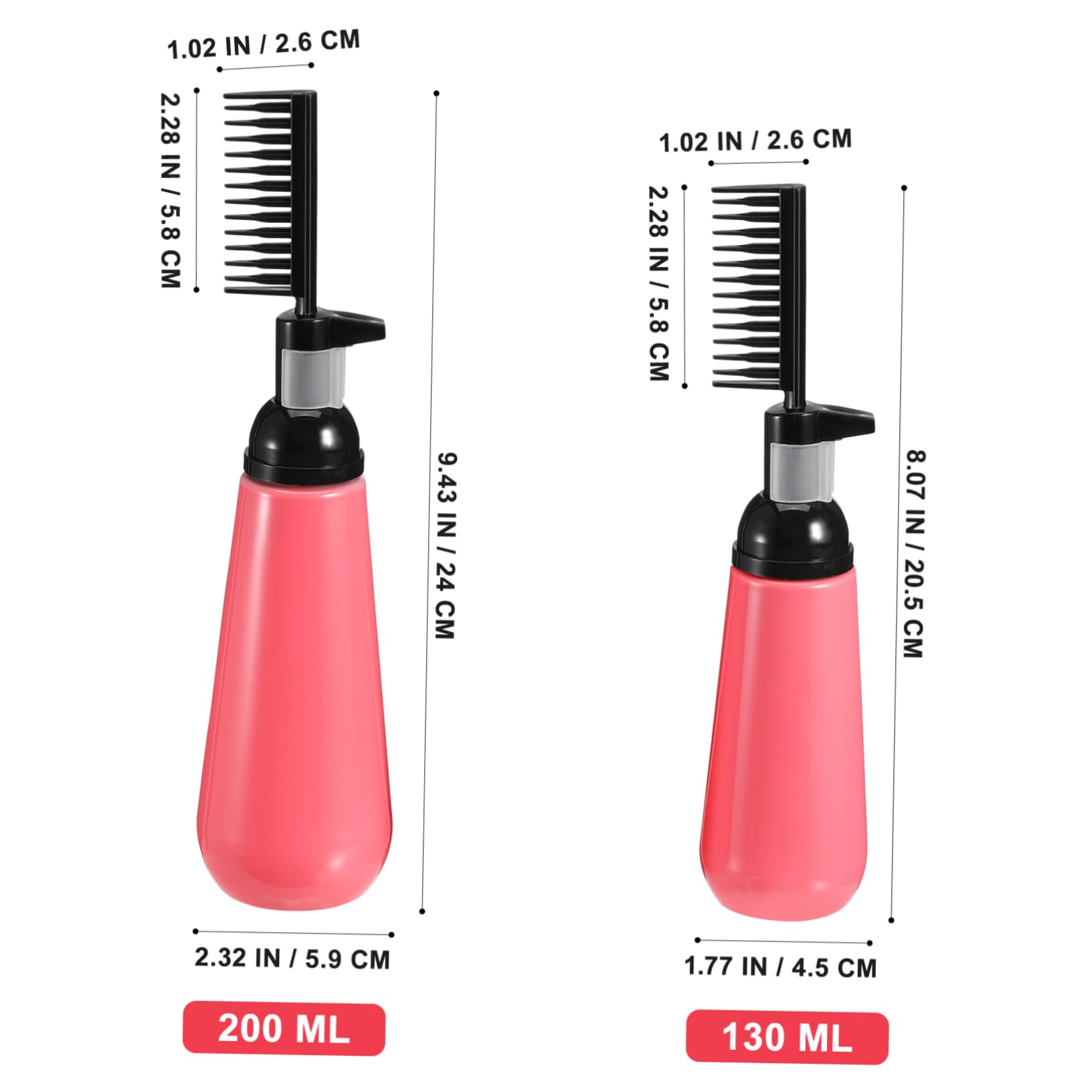 VALICLUD 2Pcs Hair Dye Applicator Bottles with Root Combs Dispenser for Even Color Distribution Travel Friendly Durable Environmental for Salon and Home Use