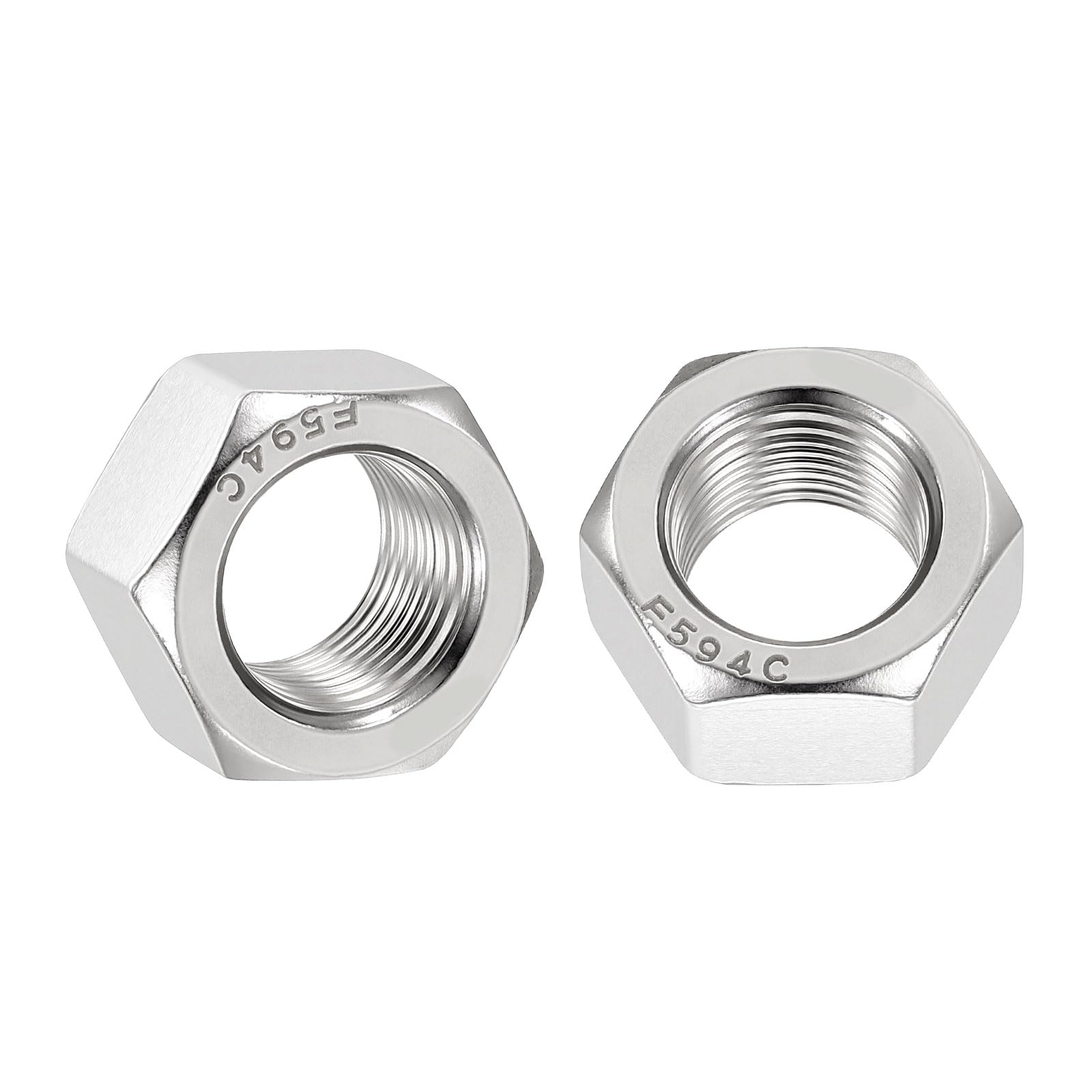 Kozelo 5pcs Hex Nuts - [5/8"-18] 304 Stainless Steel 18-8 (A2-70) Hardware Nuts for Mechanical Repair & Assembly, Standard Inch Fine Thread Nut, Bright Finish, Silver