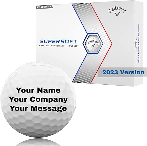 Callaway Pelotas de golf personalizadas Supersuaves versión 2023 1 docena, impresas con tu propio texto, pelotas de golf personalizadas con caja