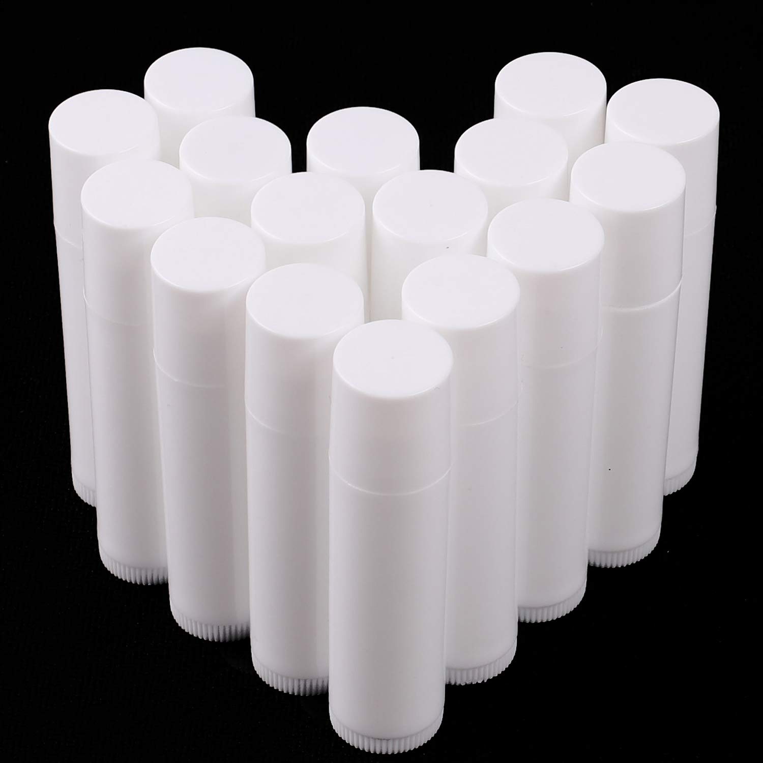 Pack of 25 Empty Plastic Lipstick Tubes, reuseable Empty Lip Balm Container for DIY Homemade Lip Balm Refillable with Cap (White, 5 ml)