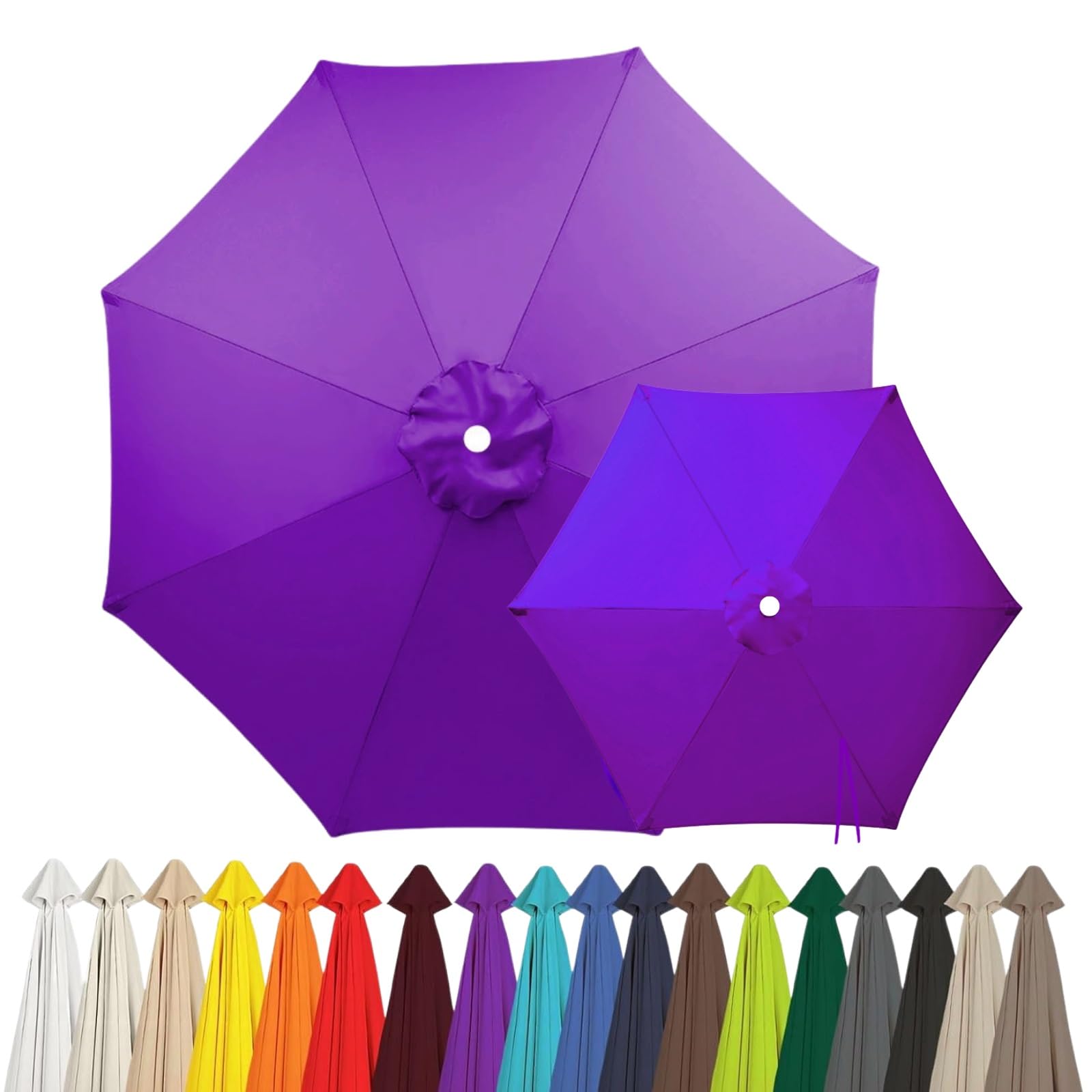 2m 2.15m 2.5m 2.7m 3.0m 4.0m Replacement Parasol Canopy for 6/8 Arms, Waterproof Outdoor Garden Parasol Fabric Cover, UV Protection Sun Shade Replacement Top Only(Purple,6-RIBS-8.2FT/2.50m)