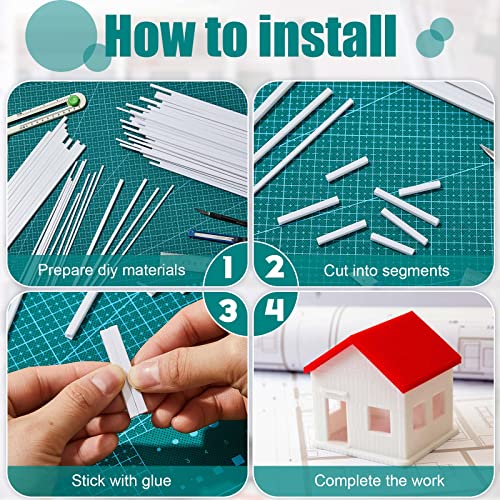 Image of Outus 80 Pcs ABS Square Plastic Tube 4 Sizes 3 /4 /5 /6mm White Bars Rod Hollow Tubing Connector Plastic Rod for DIY Crafts Sand Table Architectural Model Making