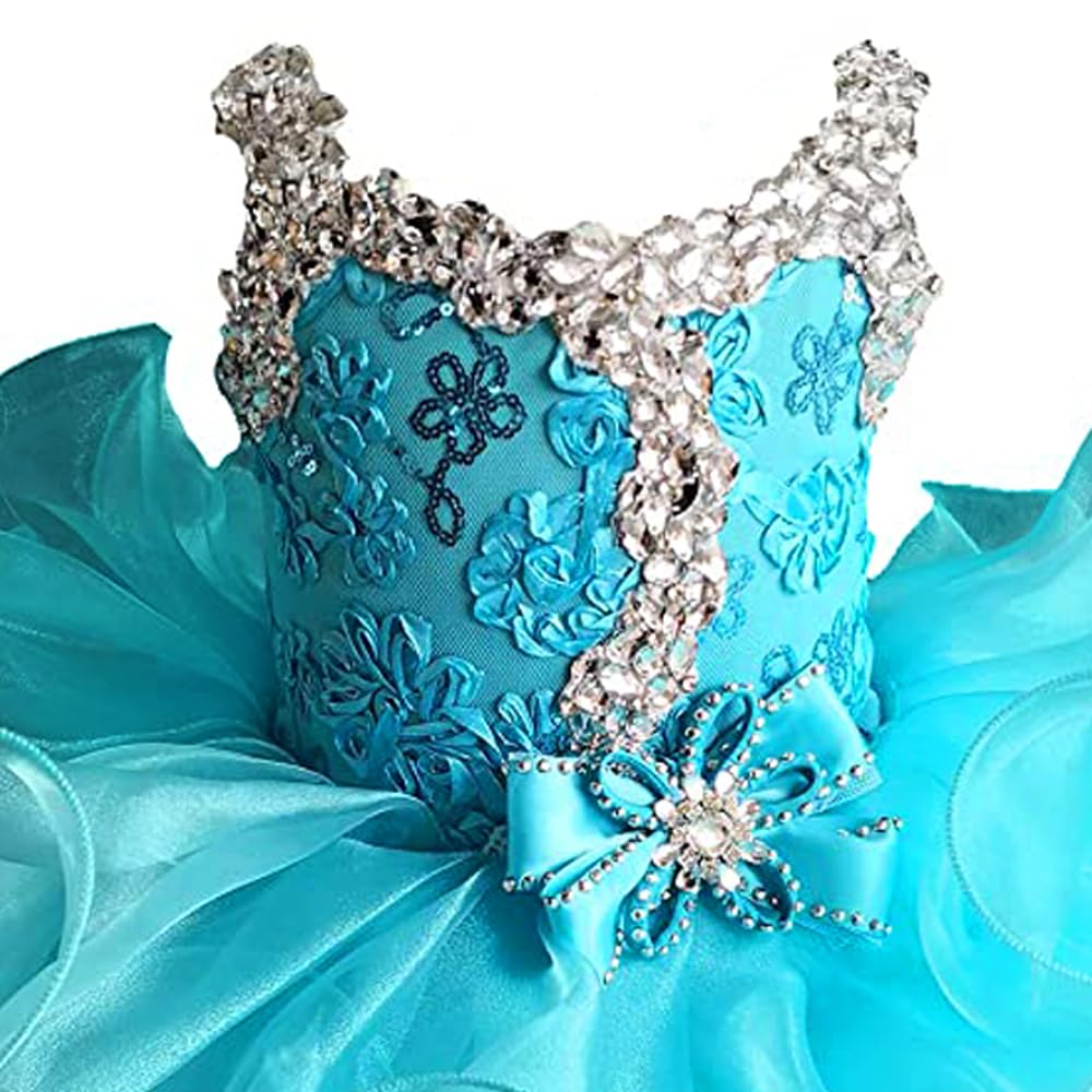 Jenniferwu G037B Infant Toddler Baby Newborn Little Girl's Pageant Party Birthday Dress Blue Size 12-18M
