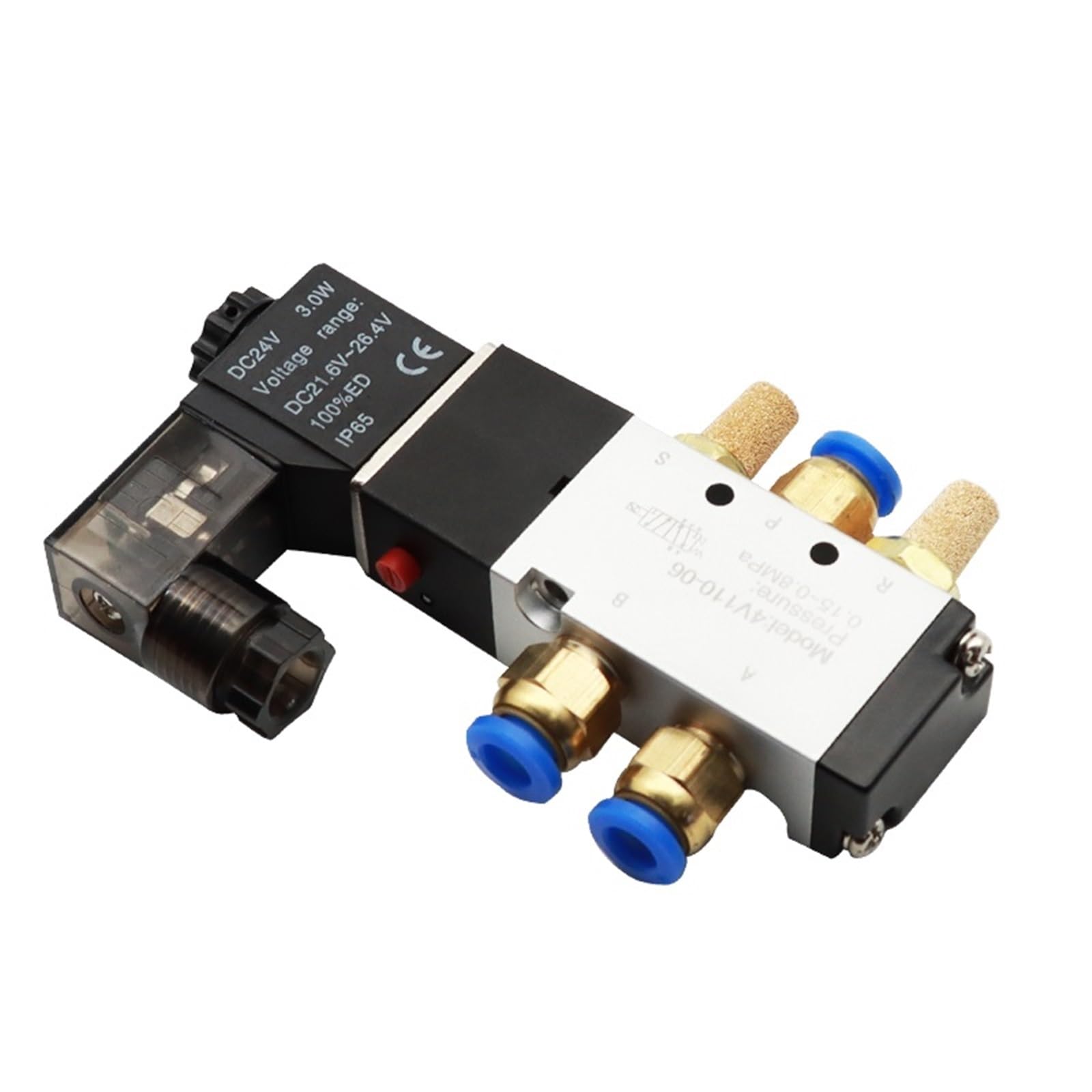 4V110-06 1/8 zawór elektromagnetyczny powietrza zawór pneumatyczny 5-drożny port 2 pozycje pneumatyczne elektryczne gazowe zawory magnetyczne DC12V 24V 110V 220V 1 szt. (4v110-06 Wire-sl8-01,AC220)