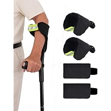 Forearm Crutch Pads and Hand Grip Covers Set 2 Piece for Open Cuff Crutches - Reflective Strip, Comfort Cushioning, Non-Slip Grip, Breathable & Washable Mobility Aid Accessories Black
