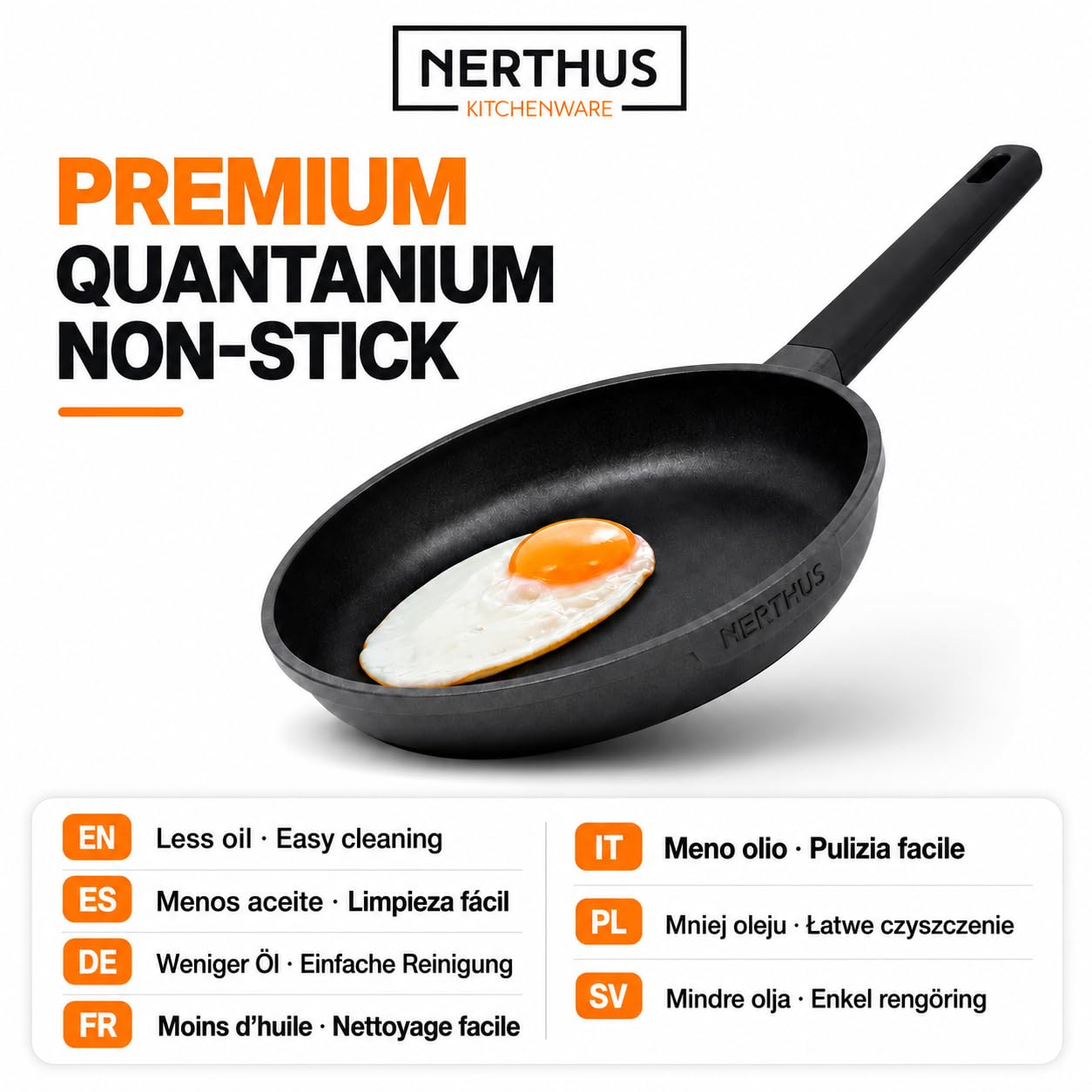 Nerthus FIH 1686 zestaw patelni z odlewanego aluminium Ø 20–24–28 cm + patelnia grillowa powłoka nieprzywierająca Quantanium do indukcji gazu i płyty ceramicznej