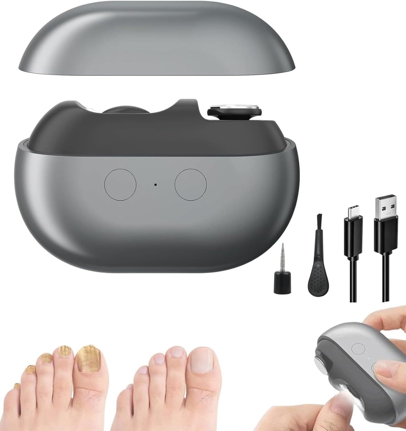 Fanyil 2026 Coupe-ongles intelligent Easy Clip pour personnes âgées – Appareil électrique sans fil rechargeable et silencieux avec lumière LED, soin des ongles indolore à la maison