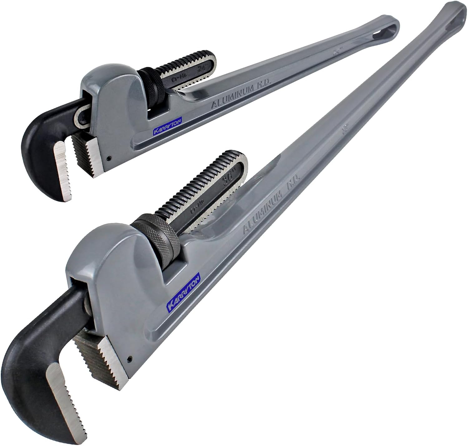 Aluminum Pipe Wrench (24"+ 36"), Adjustable Straight Handle Plumbing Wrenches, Heavy Duty Plumbers Tool with Drop Forged Jaw,Exceed the Standard GGG