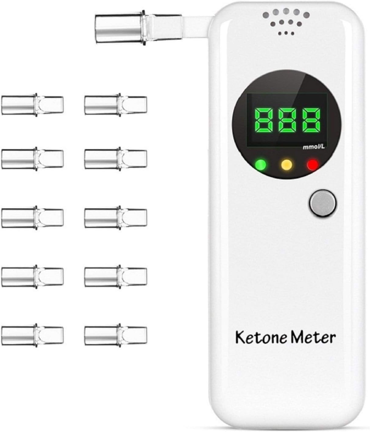 Ketosis Breath Tester, Ketone Meter Breathalyzer for Ketosis Health with 10pc Mouthpieces(White)