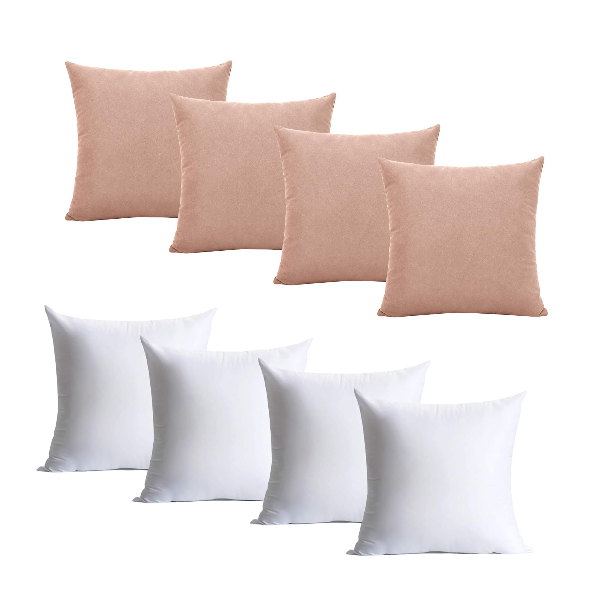 Hafaa Peach Cushions with Covers Included Pack of 4, 40 x 40 cm Soft Microfiber Cushions, Decorative Throw Pillows with Hidden Zip Closure for Sofa, Bed, Living Room & Home Décor