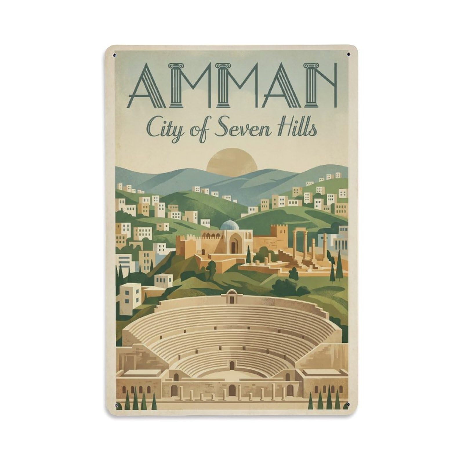 Gead 8X12inch Style Saudi Arabia Amman Vintage Travel Metal Tin Sign